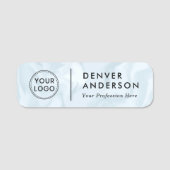 Porte-nom Logo, nom et titre moderne gris pâle bleu marbré (Devant)