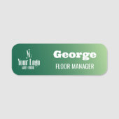 Porte-nom Logo & nom personnalisé, titre de l'employé vert (Devant)