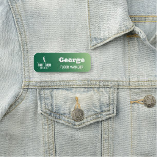 Porte-nom Logo & nom personnalisé, titre de l'employé vert
