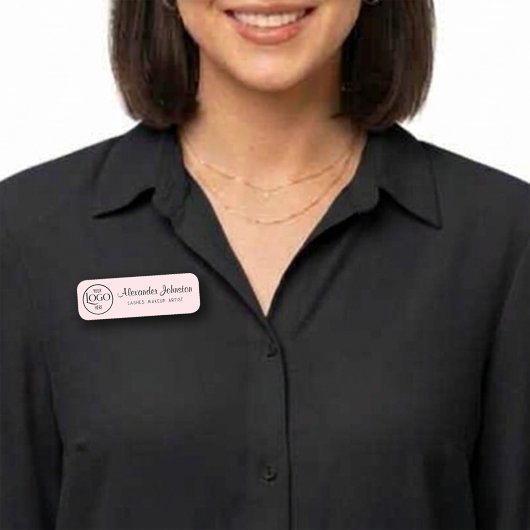 Porte-nom Logo on Pink Black Script Lash Makeup Artist