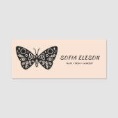 Porte-nom Logo Papillon noir Blush Rose Personnel profession (Devant)