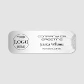 Porte-nom Logo personnalisé Arrière - plan gris flou (Devant)