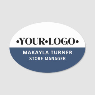 Porte-nom Logo personnalisé bleu Employé
