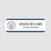 Porte-nom Logo personnalisé bleu employé (Devant)