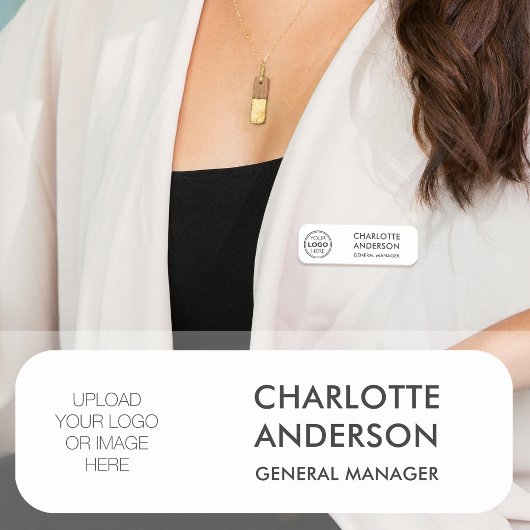 Porte-nom Logo personnalisé de l'employé moderne blanc gris 