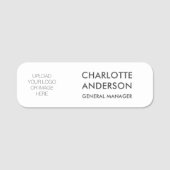 Porte-nom Logo personnalisé de l'employé moderne blanc gris  (Devant)