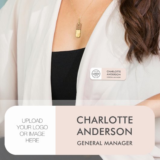 Porte-nom Logo Personnalisé De L'Employé Moderne Gris Rose