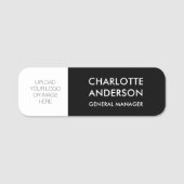 Porte-nom Logo personnalisé de l'employé moderne noir blanc (Devant)