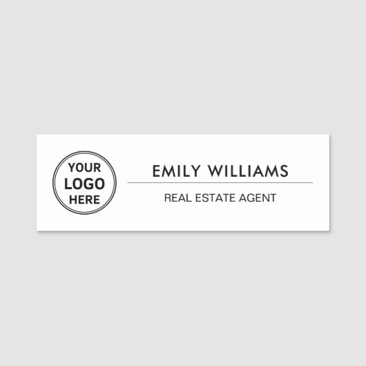 Porte-nom Logo personnalisé du courtier immobilier Blanc (Devant)