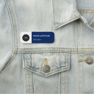 Porte-nom Logo Personnalisé Élégant Marine Bleu Blanc Magnet