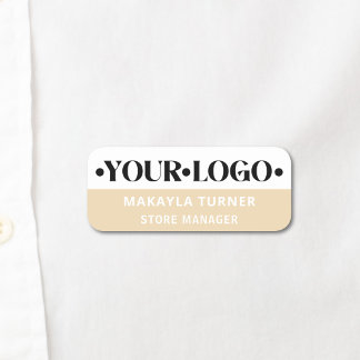 Porte-nom Logo personnalisé employé beige