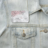 Porte-nom Logo personnalisé Fleurs blanches roses Aquarelle  (En situation)