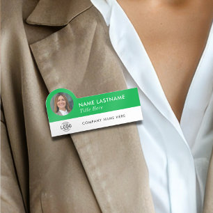 Porte-nom Logo personnalisé ID photo Titre Blanc vert Employ