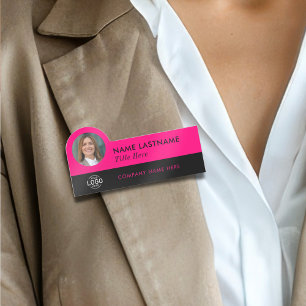 Porte-nom Logo personnalisé ID photo Titre Bright Pink Busin