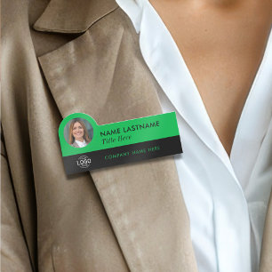 Porte-nom Logo personnalisé ID photo Vert Noir Entreprise Em