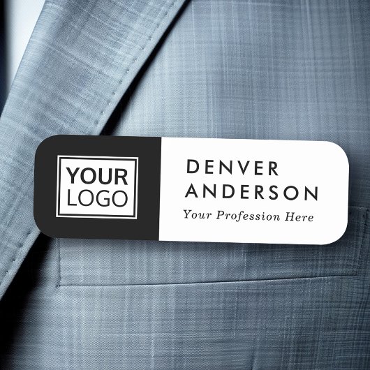 Porte-nom Logo personnalisé noir et blanc, nom et titre mode