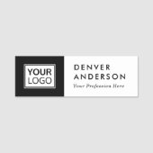 Porte-nom Logo personnalisé noir et blanc, nom et titre mode (Devant)