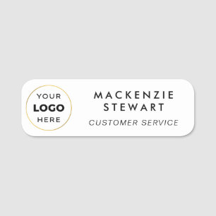 Porte-nom Logo personnalisé Nom de l'employé Moderne Blanc