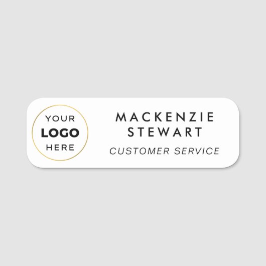 Porte-nom Logo personnalisé Nom de l'employé Moderne Blanc (Devant)