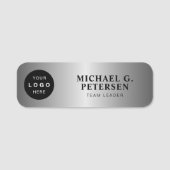 Porte-nom logo personnalisé nom de l'employé titre argent ma (Devant)