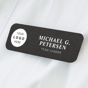 Porte-nom logo personnalisé nom de l'employé titre cuir magn