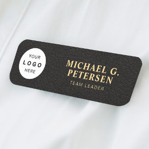 Porte-nom logo personnalisé nom de l'employé titre cuir magn