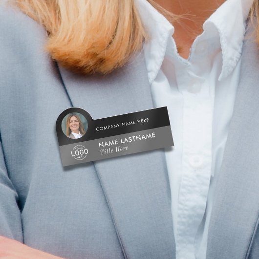 Porte-nom Logo Photo Design élégant Gris noir affaires