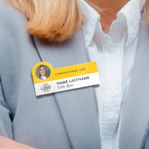Porte-nom Logo Photo ID Entreprise Jaune Moderne Titre
