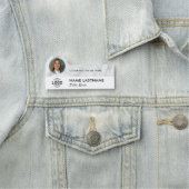 Porte-nom Logo Photo ID Marbre blanc gris Entreprise moderne (En situation)