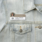 Porte-nom Logo Photo ID Sable Moderne Beige Entreprise (En situation)