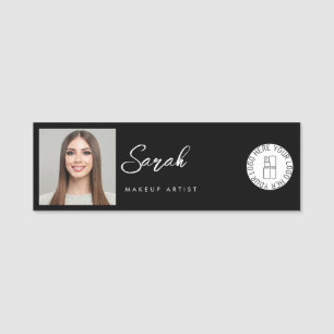 Porte-nom Logo Photo Maquillage Employé Noir Blanc