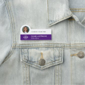 Porte-nom Logo Photo Modern Simple Purple White Company (En situation)