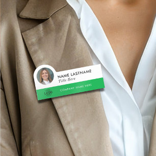 Porte-nom Logo photo personnalisé Vert moderne Blanc simple