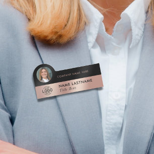 Porte-nom Logo Photo Professionnel Faux Rose Or Noir