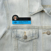 Porte-nom Logo Photo Stylish Sky Blue Black Business (En situation)