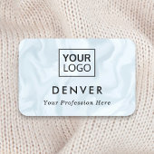 Porte-nom Logo prénom et titre bleu pâle gris marbré