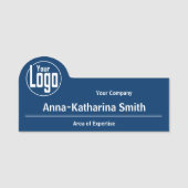 Porte-nom Logo professionnel Business & Expertise Bleu Blanc (Devant)