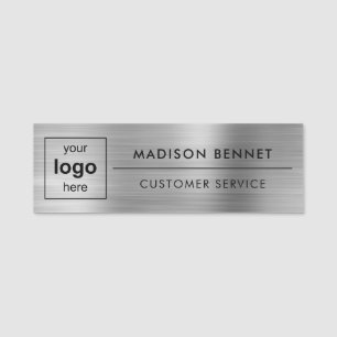 Porte-nom Logo Professionnel Employé Faux Silver
