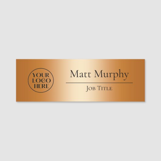 Porte-nom Logo professionnel ID employé Faux Copper (Devant)