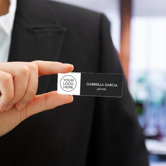 Porte-nom Logo professionnel noir Employé