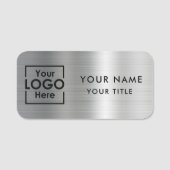 Porte-nom Logo professionnel Nom de l'employé Argent (Devant)