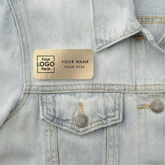 Porte-nom Logo professionnel Nom de l'employé Or (En situation)