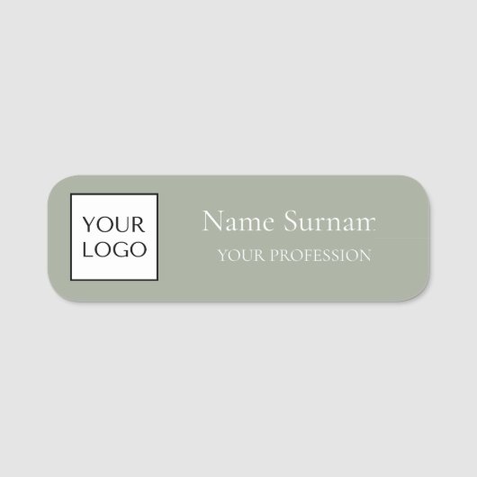 Porte-nom Logo promotionnel vert sauge  (Devant)