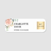 Porte-nom logo rose or floral entreprise (Devant)