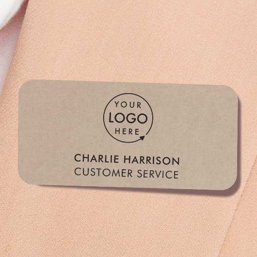 Porte-nom Logo Rustique Kraft | Personnel d'entreprise moder