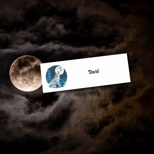 Porte-nom Loup hurlant à la lune