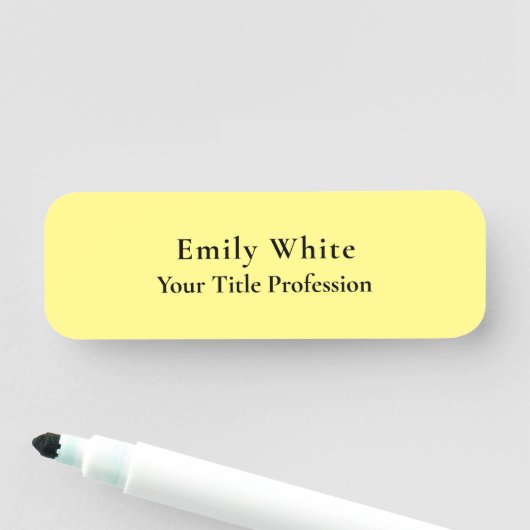 Porte-nom Lumière Jaune Plaine Élégant Professionnel Moderne (En situation)
