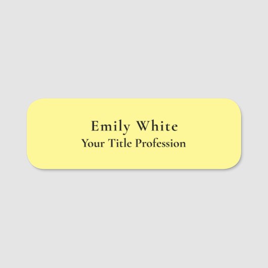 Porte-nom Lumière Jaune Plaine Élégant Professionnel Moderne (Devant)