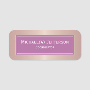 Porte-nom Luxueux Rose Gold Metallic Rose & Girly Vin violet