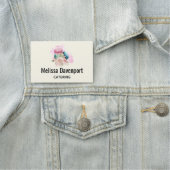 Porte-nom Macarons et fleurs colorés Aquarelle (En situation)